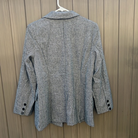 Trish Scully Women's Houndstooth Double Breasted Blazer 12 Wool Academia Preppy - Picture 9 of 11